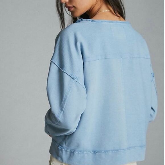 Pilcro Ina seamed cotton pullover SKY size S - Picture 3 of 12